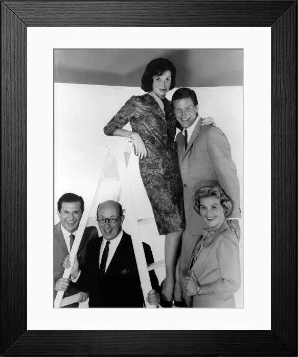Framed Print : THE DICK VAN DYKE SHOW, from left: Morey Amsterdam, Richard Deacon, Mary Tyler Moore, Dick Van Dyke, Rose Marie, 1961-1966 Framed Print : THE DICK VAN DYKE SHOW, from left: Morey Amsterdam, Richard Deacon, Mary Tyler Moore, Dick Van Dyke, Rose Marie, 1961-1966