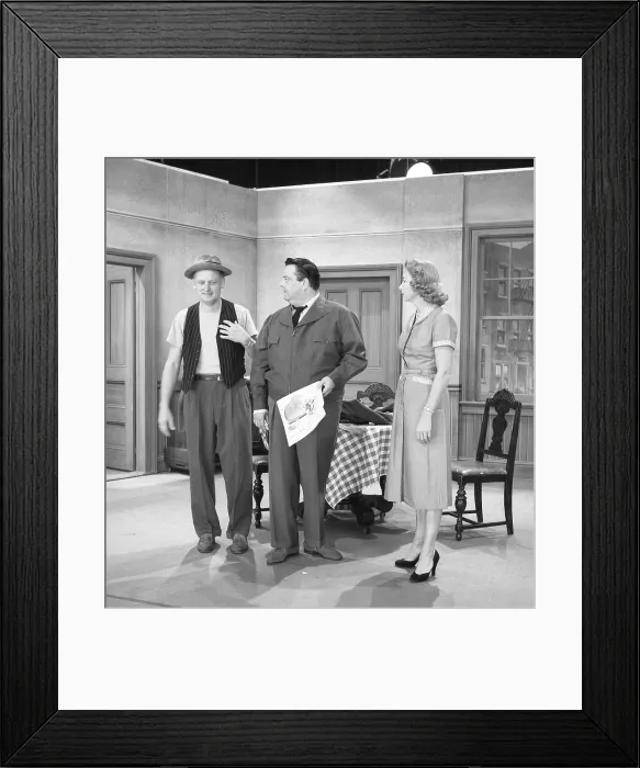 Framed Print : THE HONEYMOONERS, from left: Art Carney, Jackie Gleason, Audrey Meadows, A Matter of Life and Death, (Season 1, ep. 105, aired Oct. 29, 1955), 1955-56