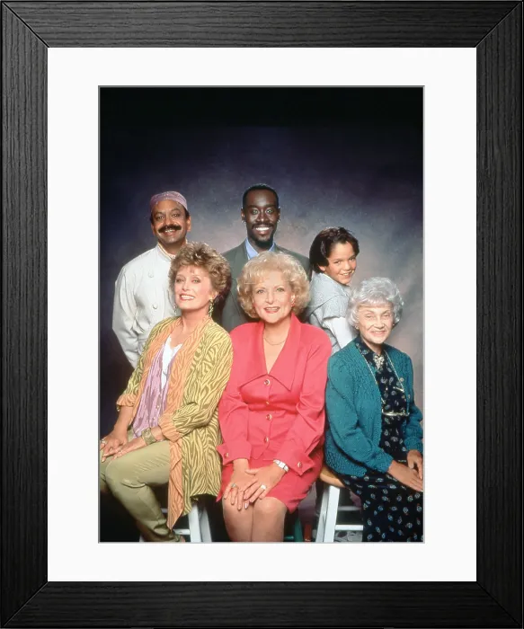Framed Print : THE GOLDEN PALACE, top from left: Cheech Marin, Don Cheadle, Billy L. Sullivan, bottom: Rue McClanahan, Betty White, Estelle Getty, (1992), 1992-93