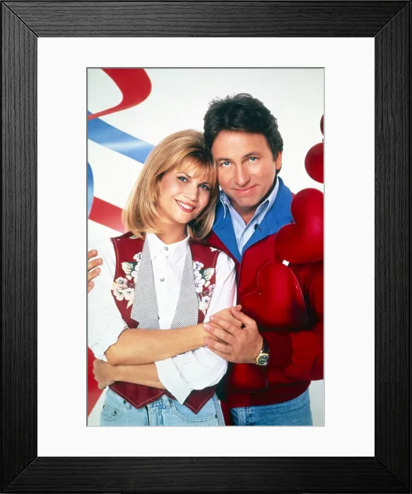 Framed Print : HEARTS AFIRE, from left: Markie Post, John Ritter, 1993, 1992-1995 Framed Print : HEARTS AFIRE, from left: Markie Post, John Ritter, 1993, 1992-1995