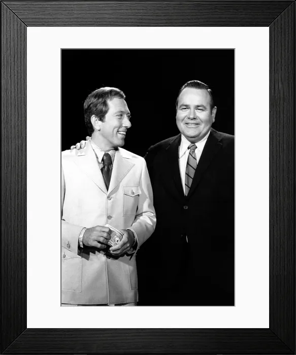 Framed Print : From left: Andy Williams, Jonathan Winters, ca. late 1960s Framed Print : From left: Andy Williams, Jonathan Winters, ca. late 1960s