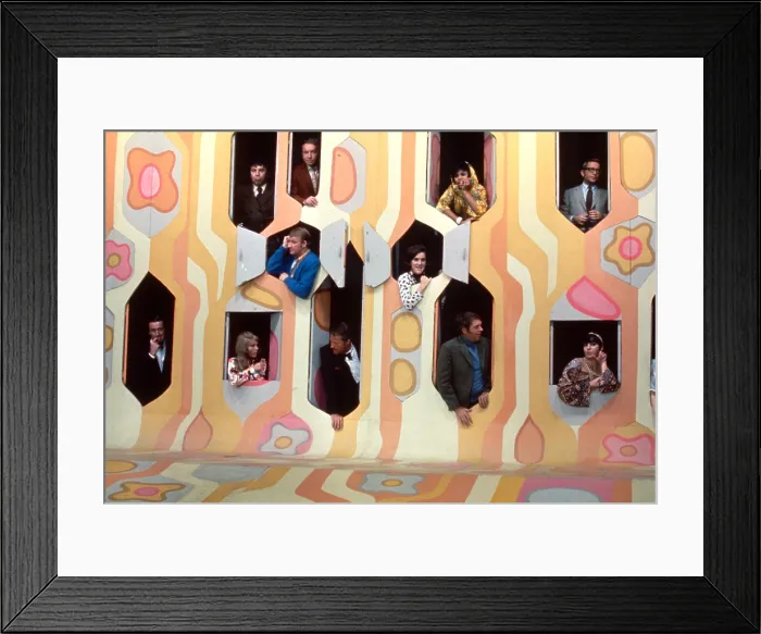 Framed Print : ROWAN & MARTIN'S LAUGH-IN, clockwise from left: Dick Martin, TBD, Henry Gibson, Chelsea Brown, Arte Johnson, Jo Anne Worley, Alan Sues, Dan Rowan, TBD, Dave Madden, Ruth Buzzi