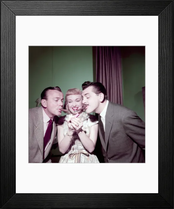 Framed Print : From left: Jack Paar of THE JACK PAAR SHOW, Edie Adams, who appeared in episodes of both THE JACK PAAR SHOW and THE ERNIE KOVACS SHOW