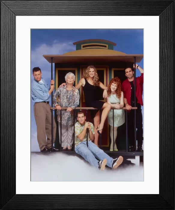 Framed Print : SUDDENLY SUSAN, from left: Judd Nelson, Barbara Barrie, David Strickland, Brooke Shields, Kathy Griffin, Nestor Carbonell, 1996-2000