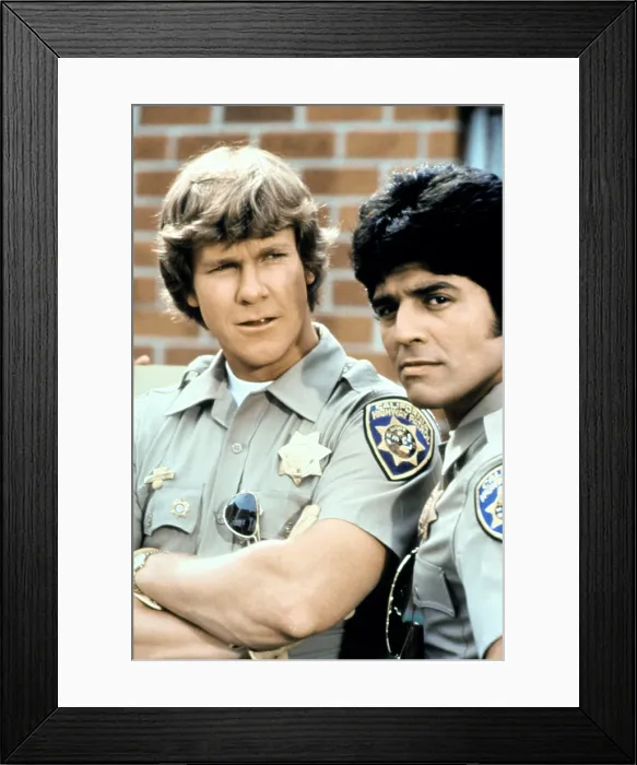 Framed Print : CHIPS, Larry Wilcox, Erik Estrada, 1977-83