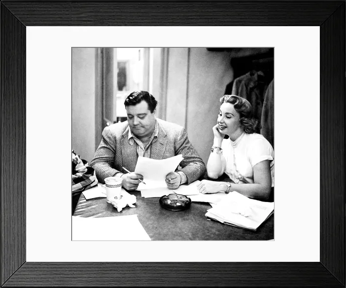 Framed Print : THE JACKIE GLEASON SHOW, from left, Jackie Gleason, Audrey Meadows, in rehearsal, ca. 1952-57 Framed Print : THE JACKIE GLEASON SHOW, from left, Jackie Gleason, Audrey Meadows, in rehearsal, ca. 1952-57