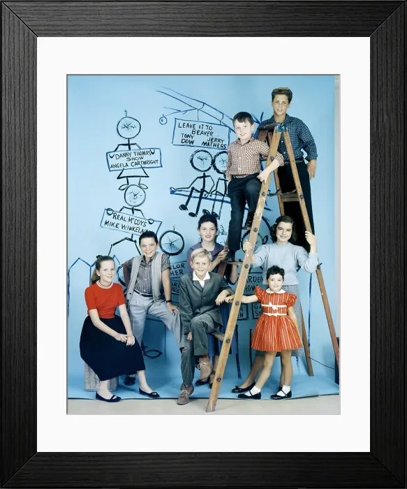 Framed Print : CBS child stars, from left, Karen Green (THE EVE ARDEN SHOW), Michael Winkelman (blond boy, THE REAL McCOYS), Noreen Corcoran (BACHELOR FATHER)