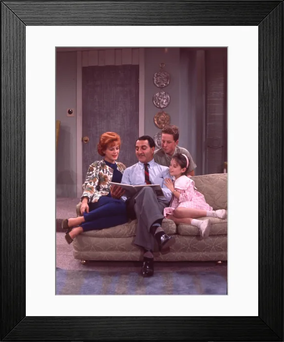 Framed Print : MAKE ROOM FOR DADDY, aka THE DANNY THOMAS SHOW, from left: Marjorie Lord, Danny Thomas, Rusty Hamer, Angela Cartwright, 1953-1965