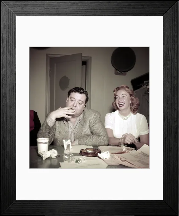 Framed Print : THE JACKIE GLEASON SHOW, from left, Jackie Gleason, Audrey Meadows, in rehearsal, ca. 1952-57