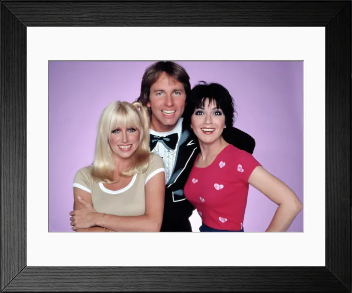 Framed Print : THREE'S COMPANY, 1977-84, Suzanne Somers, John Ritter, Joyce DeWitt, second season