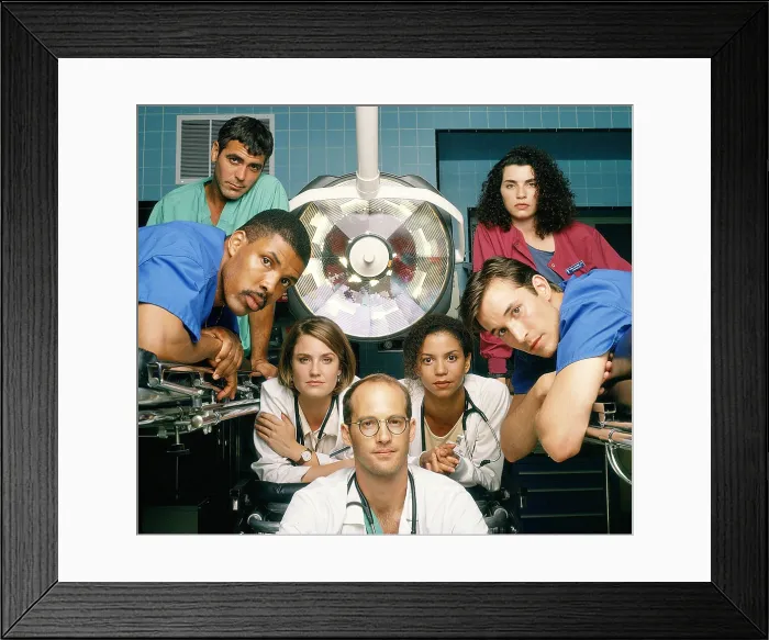 Framed Print : ER, (clockwise, top right): Julianna Margulies, Noah Wyle, Gloria Reuben, Anthony Edwards, Sherry Stringfield, Eriq LaSalle, George Clooney, (Season 3), 1994-2009