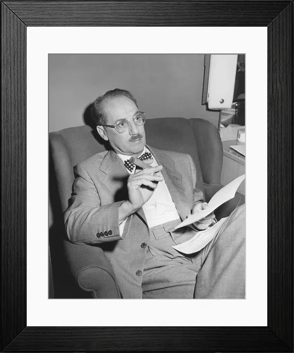 Framed Print : YOU BET YOUR LIFE, Groucho Marx, getting ready for show, 1951-1961