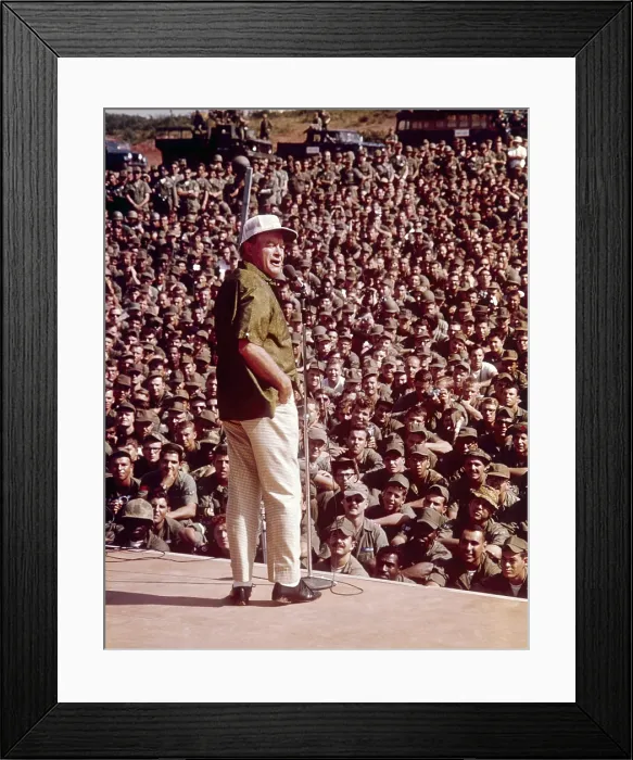 Framed Print : Bob Hope during one of his USO tours to entertain US troops in Vietnam, 1966