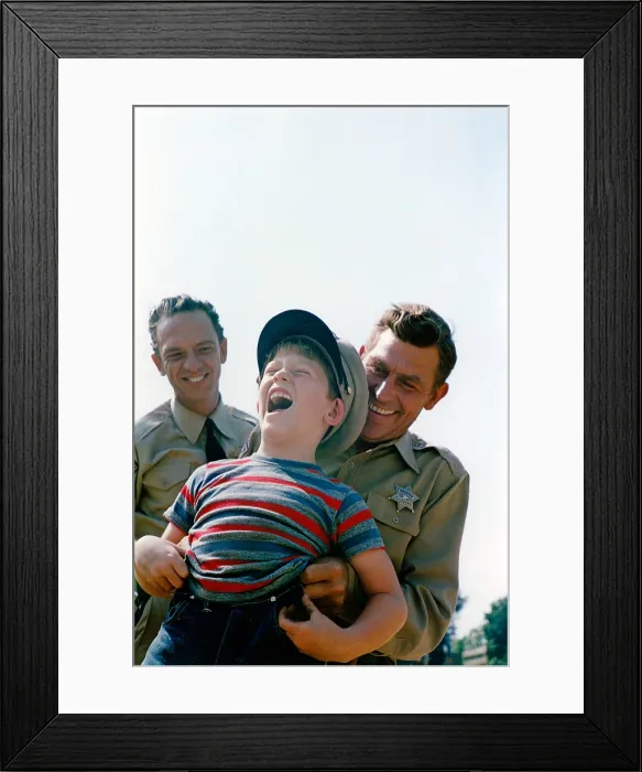 Framed Print : THE ANDY GRIFFITH SHOW, from left: Don Knotts, Ron Howard, Andy Griffith, on set, (September 1962), 1960-68
