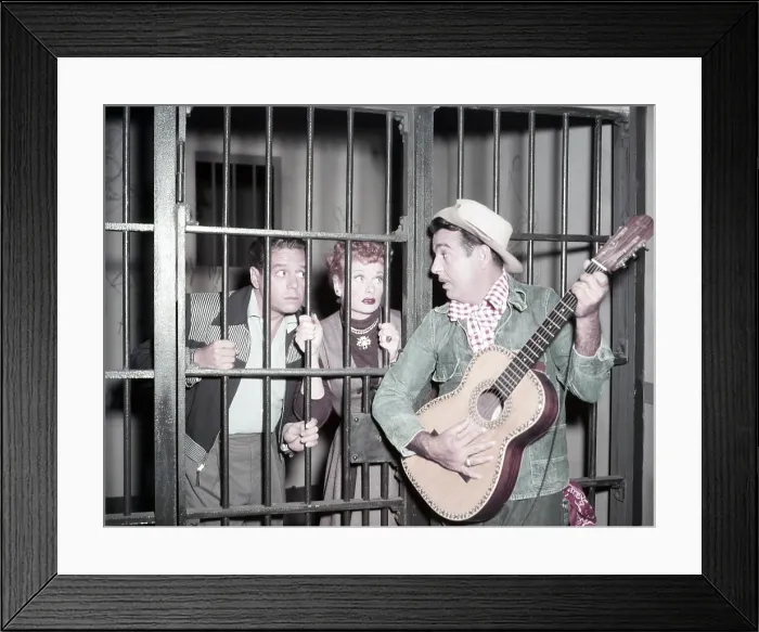Framed Print : I LOVE LUCY, from left: Desi Arnaz, Lucille Ball, Tennessee Ernie Ford, Tennessee Bound, (Season 4, ep 414, aired January 24, 1955), 1951-1957