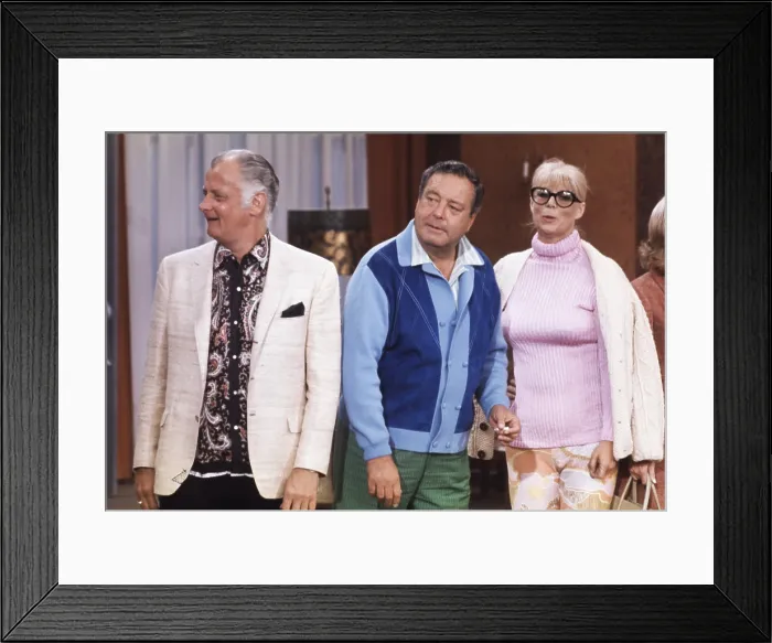 Framed Print : THE JACKIE GLEASON SHOW (aka THE HONEYMOONERS), from left, Art Carney, Jackie Gleason, Sheila MacRae, 1966-70