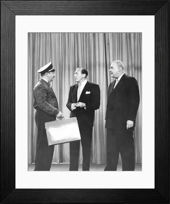 Framed Print : THE JACK BENNY PROGRAM, from left: Mel Blanc, Jack Benny, Don Wilson, 1950-1965