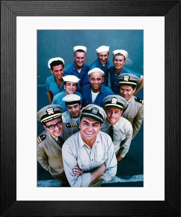 Framed Print : MCHALE'S NAVY, clockwise from top left: Edson Stroll, John Wright, Carl Ballantine, Gary Vinson, Bob Hastings, Tim Conway, Ernest Borgnine, Joe Flynn, Yoshio Yoda, Billy Sands