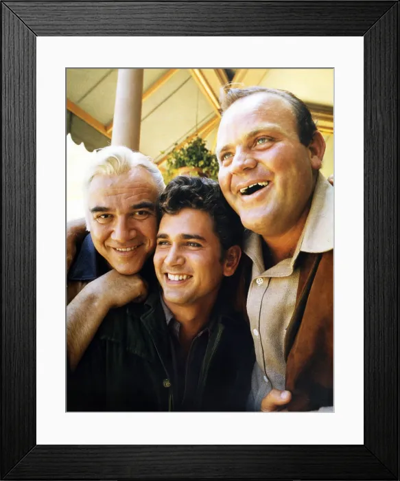 Framed Print : BONANZA, from left: Lorne Greene, Michael Landon, Dan Blocker, 1962, 1959-1973