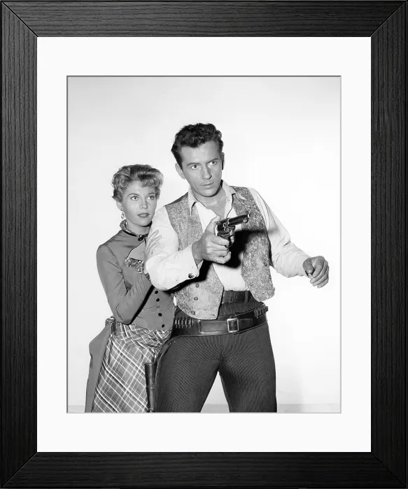 Framed Print : MAVERICK, from left: Jack Kelly, Whitney Blake in The Burning Sky, (Season 1, ep 122, aired February 23, 1958), 1957-1962