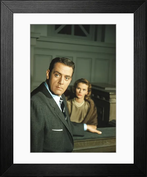 Framed Print : PERRY MASON, from left: Raymond Burr, Bethel Leslie, The Case of the Purple Woman, (Season 2, Episode 209, aired December 6, 1958), 1957-1966