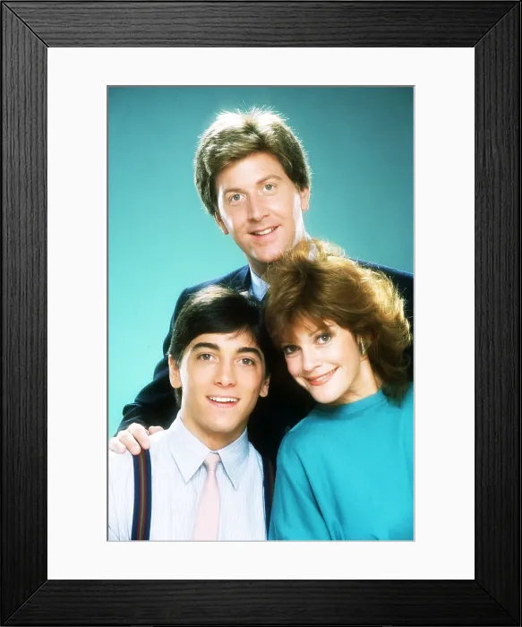 Framed Print : CHARLES IN CHARGE, from left: Scott Baio, James Widdoes, Julie Cobb, 1984, 1984-1990
