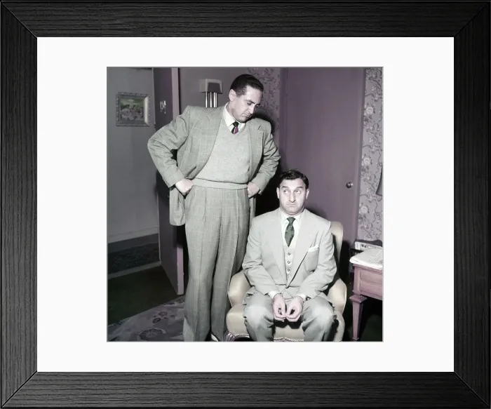 Framed Print : MAKE ROOM FOR DADDY, (aka THE DANNY THOMAS SHOW), from left: Sheldon Leonard (producer), Danny Thomas, on set, (circa 1953-1956), 1953-1965
