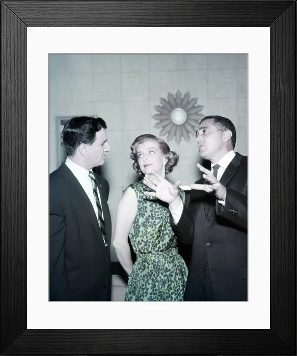Framed Print : MAKE ROOM FOR DADDY, (aka THE DANNY THOMAS SHOW), from left: Danny Thomas, Marjorie Lord, Sheldon Leonard (producer), on set, (circa 1957-1964), 1953-1965