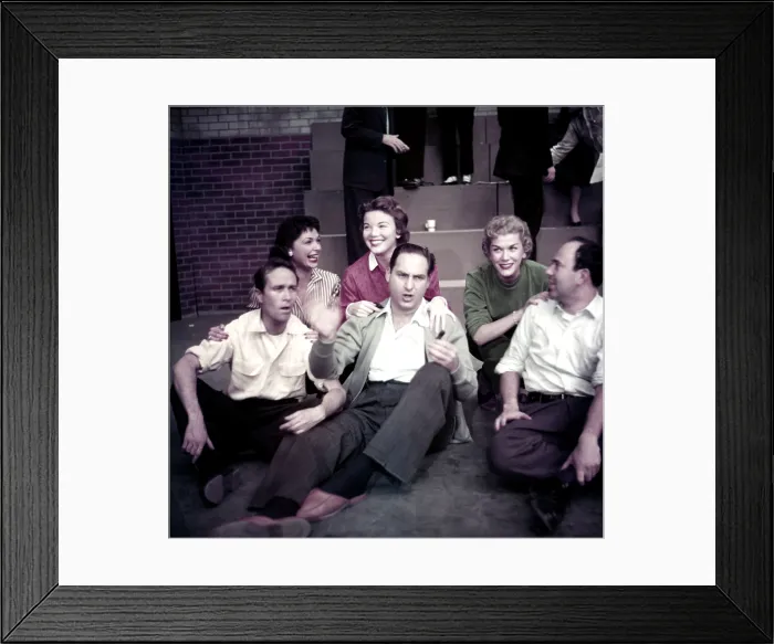 Framed Print : CAESAR'S HOUR, front, from left, Howard Morris, Sid Caesar, Carl Reiner; back, center, Nanette Fabray, ca. 1954-57 Framed Print : CAESAR'S HOUR, front, from left, Howard Morris, Sid Caesar, Carl Reiner; back, center, Nanette Fabray, ca. 1954-57