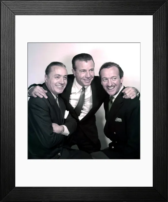 Framed Print : FOUR STAR PLAYHOUSE, from left, producers Charles Boyer, Dick Powell, David Niven, 1952-56 (the fourth star, Ida Lupino, is missing in action)