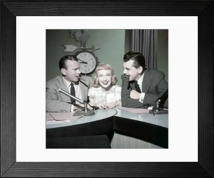 Framed Print : From left: Jack Paar of THE JACK PAAR SHOW, Edie Adams, who appeared in episodes of both THE JACK PAAR SHOW and THE ERNIE KOVACS SHOW