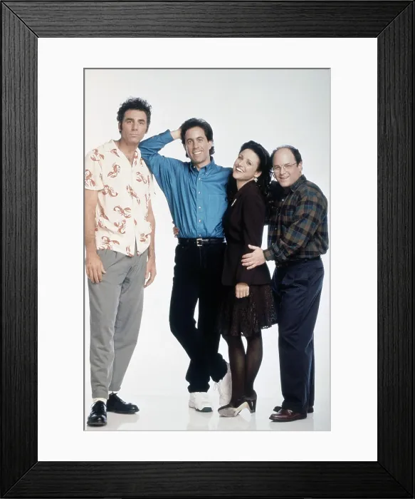 Framed Print : SEINFELD, from left: Michael Richards, Jerry Seinfeld, Julia Louis-Dreyfus, Jason Alexander, (Season 6, 1995), 1990-1998