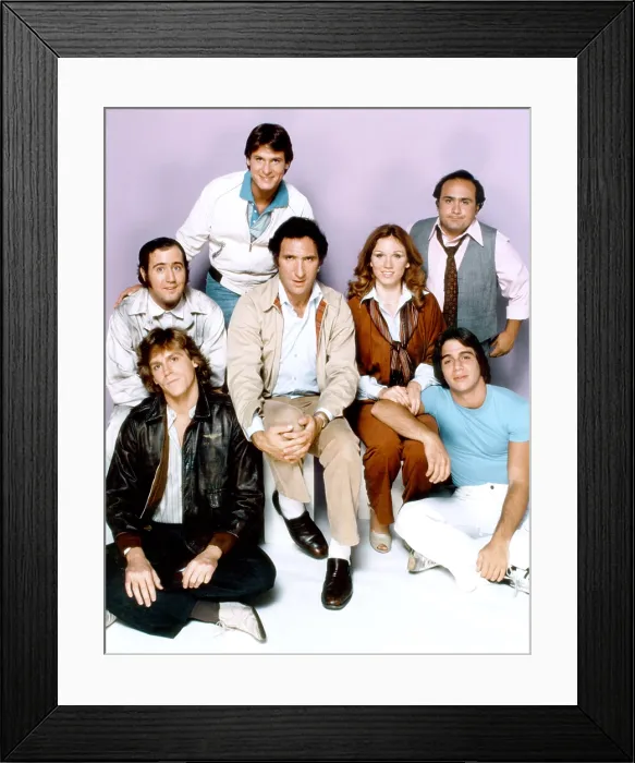 Framed Print : TAXI, Jeff Conaway, Andy Kaufman, Randall Carver, Judd Hirsch, Marilu Henner, Tony Danza, Danny DeVito, Season 1, 1978-1983