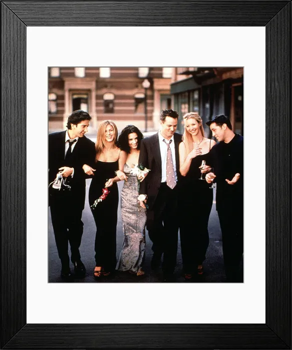 Framed Print : FRIENDS, David Schwimmer, Jennifer Aniston, Courteney Cox, Matthew Perry, Lisa Kudrow, Matt Le Blanc, 2001-02 season, series running 1994-current Framed Print : FRIENDS, David Schwimmer, Jennifer Aniston, Courteney Cox, Matthew Perry, Lisa Kudrow, Matt Le Blanc, 2001-02 season, series running 1994-current