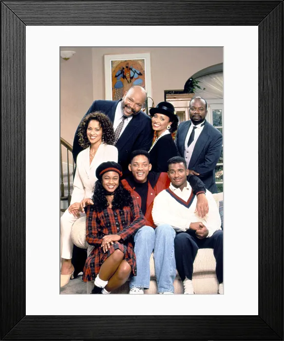 Framed Print : THE FRESH PRINCE OF BEL-AIR, (aka THE FRESH PRINCE OF BEL AIR), bottom from left: Tatyana Ali, Will Smith, Alfonso Ribeiro; top from left: Karyn Parsons, James Avery