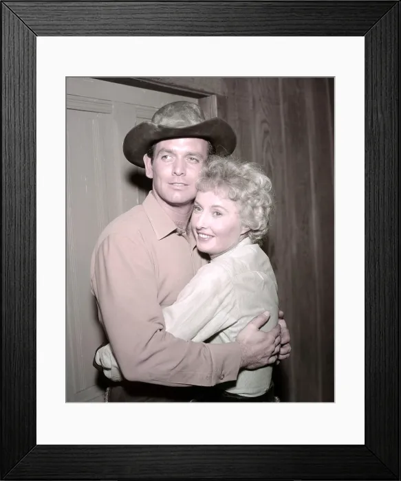 Framed Print : ZANE GREY THEATRE, from left, David Janssen, Barbara Stanwyck, Trail to Nowhere, aired October 2, 1958