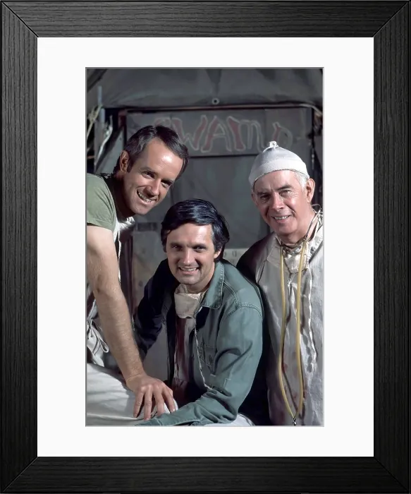 Framed Print : MASH, (aka M*A*S*H*), from left: Mike Farrell, Alan Alda, Harry Morgan, (1975), 1972-1983 Framed Print : MASH, (aka M*A*S*H*), from left: Mike Farrell, Alan Alda, Harry Morgan, (1975), 1972-1983