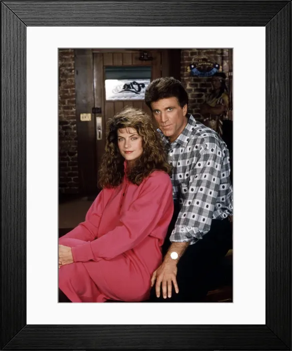 Framed Print : CHEERS, from left, Kirstie Alley, Ted Danson, 1982-93 (1987 photo) Framed Print : CHEERS, from left, Kirstie Alley, Ted Danson, 1982-93 (1987 photo)