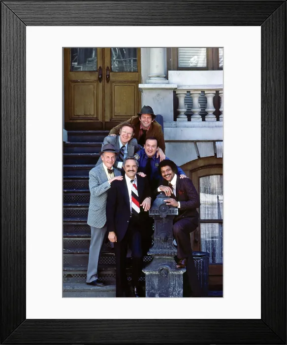 Framed Print : BARNEY MILLER, clockwise from top: Max Gail, Ron Carey, Ron Glass, Hal Linden, James Gregory, Steve Landesberg, 1975-82 Framed Print : BARNEY MILLER, clockwise from top: Max Gail, Ron Carey, Ron Glass, Hal Linden, James Gregory, Steve Landesberg, 1975-82