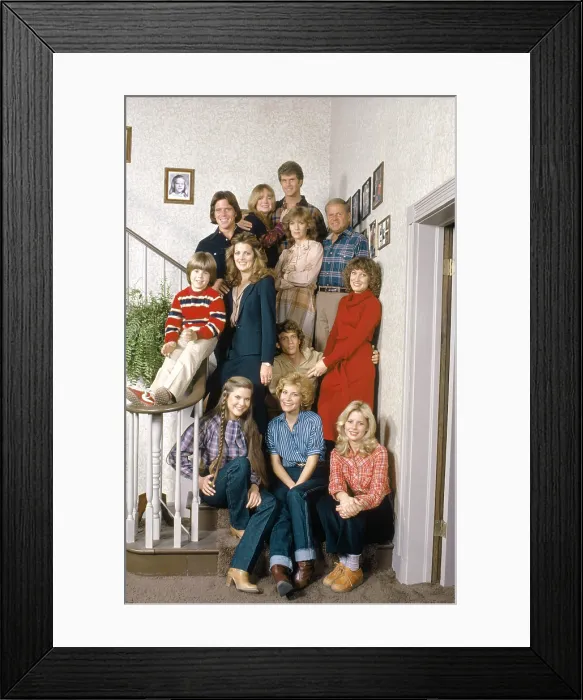 Framed Print : EIGHT IS ENOUGH, (top row, from left): Grant Goodeve, Susan Richardson, Brian Patrick Clarke, Betty Buckley, Dick Van Patten, (middle): Adam Rich, Joan Prather, Willie Aames