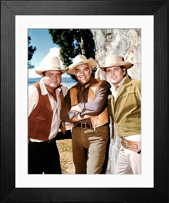 Framed Print : BONANZA, from left: Dan Blocker, Lorne Greene, Michael Landon, 1959-73 Framed Print : BONANZA, from left: Dan Blocker, Lorne Greene, Michael Landon, 1959-73