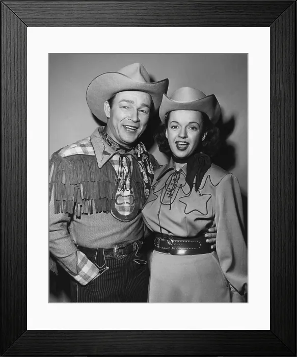 Framed Print : THE ROY ROGERS SHOW, from left: Roy Rogers, Dale Evans, singing their theme song Happy Trails, 1951-1957. ph; Robert Perkins