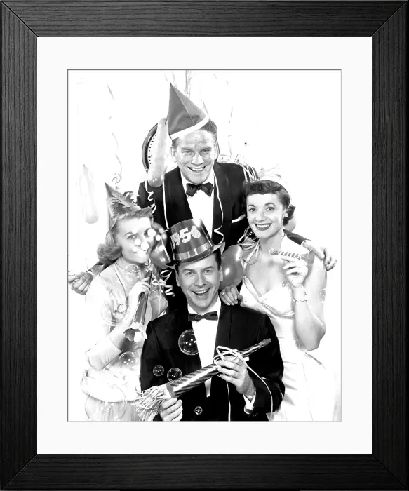Framed Print : YOUR HIT PARADE, Russell Arms (front), center from left: Dorothy Collins, Gisele MacKenzie, Snooky Lanson (rear), 1950-1959