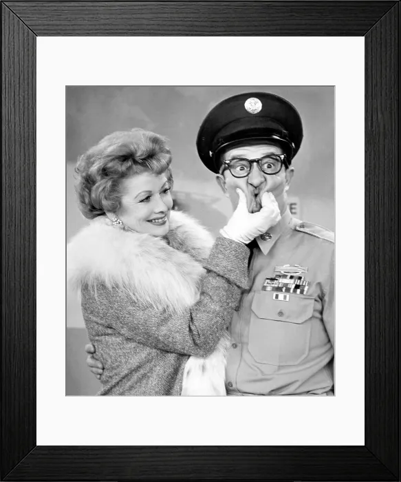 Framed Print : THE PHIL SILVERS SHOW, (aka YOU'LL NEVER GET RICH, aka SGT. BILKO), from left: Lucille Ball, Phil Silvers, Bilko's Ape Man, (season 4, episode 24, March 18, 1959), 1955-1959