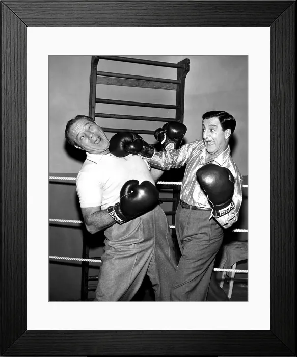 Framed Print : MAKE ROOM FOR DADDY, (aka THE DANNY THOMAS SHOW), from left, Max Baer, Sr. Danny Thomas, Rusty, the Bully, (aired February 3, 1958), 1953-1965