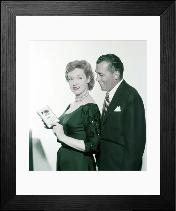 Framed Print : THE ED SULLIVAN SHOW, (aka THE TOAST OF THE TOWN), from left: Rise Stevens, Ed Sullivan, (publicity still for Season 7, episode 740, aired June 20, 1954), 1948-1971