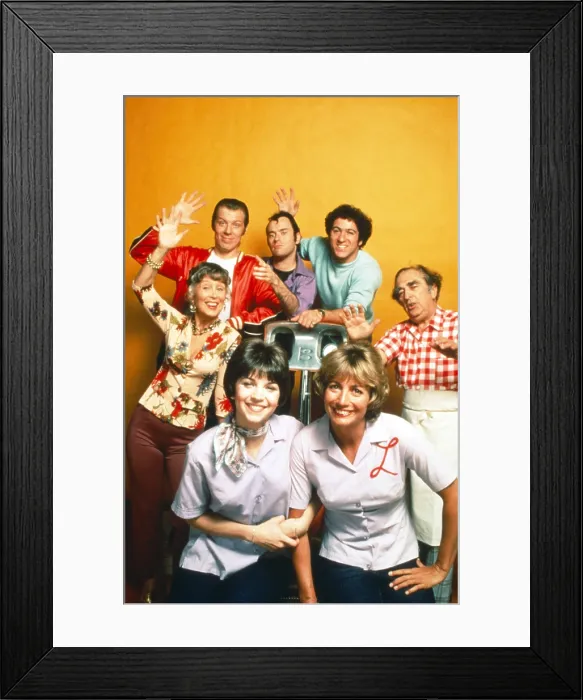Framed Print : LAVERNE & SHIRLEY, front, from left: Cindy Williams, Penny Marshall, back, from left: Betty Garrett, Michael McKean, David L. Lander, Eddie Mekka, Phil Foster, 1976-1983 Framed Print : LAVERNE & SHIRLEY, front, from left: Cindy Williams, Penny Marshall, back, from left: Betty Garrett, Michael McKean, David L. Lander, Eddie Mekka, Phil Foster, 1976-1983