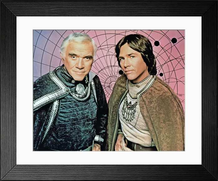 Framed Print : BATTLESTAR GALACTICA, (from left): Lorne Greene, Richard Hatch, 1978-79