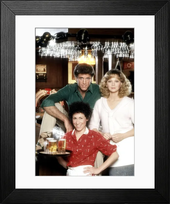 Framed Print : CHEERS, clockwise from top, Ted Danson, Shelley Long, Rhea Perlman, 1982-93 (1983 photo) Framed Print : CHEERS, clockwise from top, Ted Danson, Shelley Long, Rhea Perlman, 1982-93 (1983 photo)