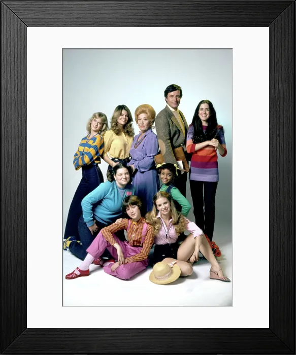 Framed Print : THE FACTS OF LIFE, (top, from left): Julie Anne Haddock, Lisa Whelchel, Charlotte Rae, John Lawlor, Felice Schachter, (bottom): Mindy Cohn, Molly Ringwald, Julie Piekarski